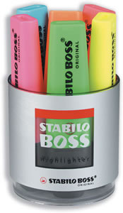 Stabilo Boss Desk Set of Six Highlighters in Pot