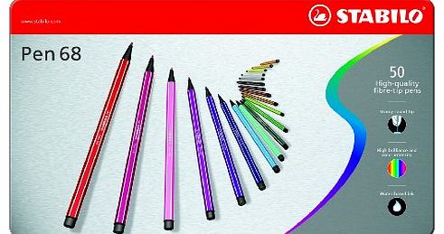  Pen 68 - Fibre-Tip Pens Pack of 50 in Metal Case