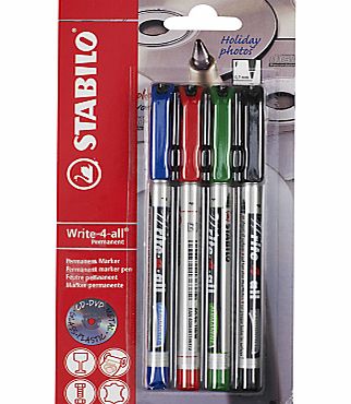 Stabilo Write-4-All Markers, Pack Of 4
