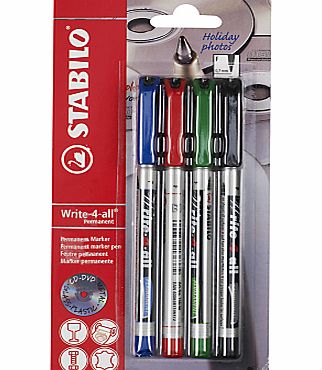 Stabilo Write-4-All Markers, Pack Of 4