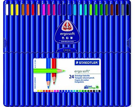 Staedtler Ergosoft 157 SB24 Triangular Colouring Pencils - Assorted Colours (Pack of 24)