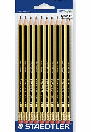 Staedtler Noris 122 HB Pencil with Eraser Tip (Pack of 10)