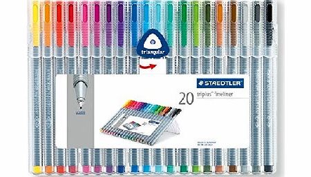 Staedtler Triplus Fineliner 334 SB20 Tips Desktop Box - Assorted Colours (Pack of 20)