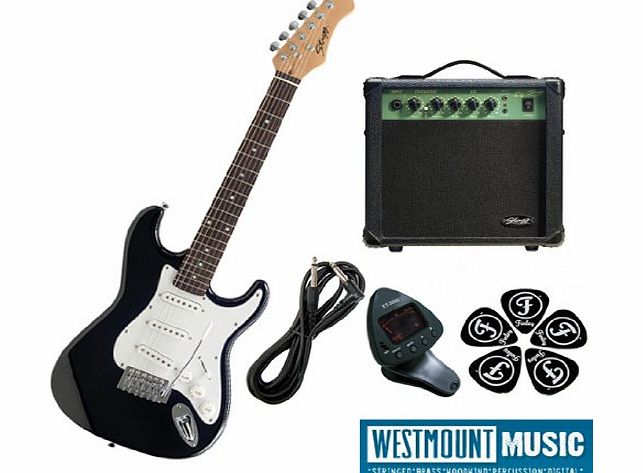 Stagg 3/4 Brand New Black Stagg S300 3/4 Electric Guitar Pack including Amp, Padded Gigbag, Guitar lead, Tuner 