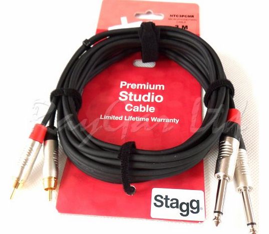 Stagg NTC3PCMR 3m N Series 2x Phone to 2x Phone Microphone Twin Cable