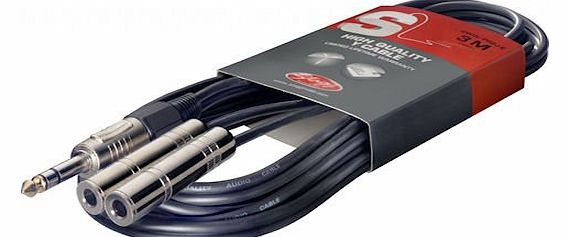 Stagg SYC3/PS2JE Pro-Series 3m Stereo Jack to 2 Jack Female Plugs Y Cable - Black