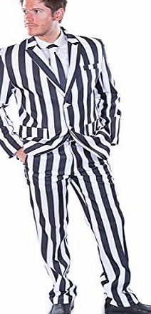 StagSuits Mr Black and White Striped Officially Licensed Designer Stag Suit (Men: Medium)