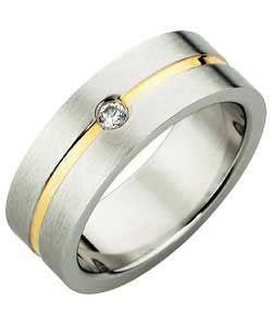 Stainless Steel Gents 2 Coloured Cubic Zirconia