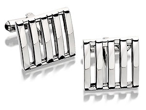 Stainless Steel Grid Swivel Cufflinks - 015408