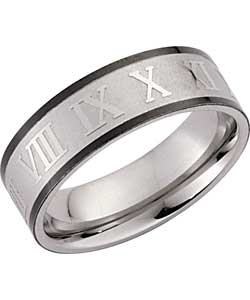 Stainless Steel Roman Numeral Band Ring