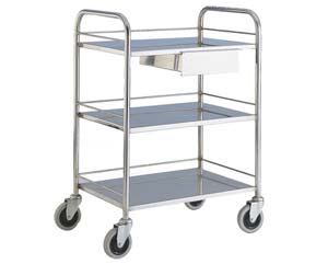 Stainless steel shelf tray trolley drwrs