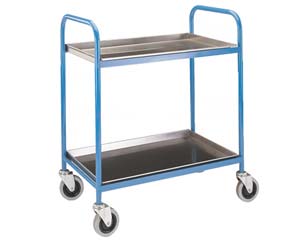Stainless steel tray trolleys blue frame