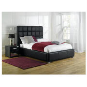 Double Leather Bedstead, Black And Rest