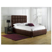 Double Leather Bedstead, Brown And Rest
