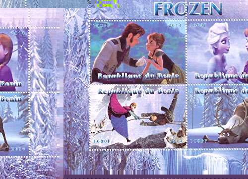 Stampbank Disneys Frozen the Animated picture collectible mint stamps on a souvenir sheet with Elsa and Anna /
