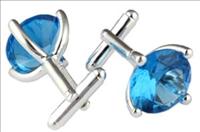 Stanislav Reymer Blue Round Crystal Cufflinks by Mousie Bean