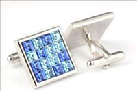 Stanislav Reymer Blue Square Crystal Cufflinks by Mousie Bean