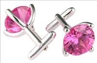 Stanislav Reymer Pink Round Crystal Cufflinks by Mousie Bean