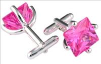 Stanislav Reymer Pink Square Crystal Cufflinks by Mousie Bean