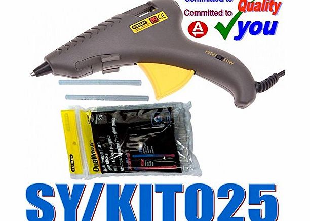 Stanley 0-GR25 230V Variable Heat Glue Gun Kit amp; 12 Glue Sticks 1-GS25DT Craft