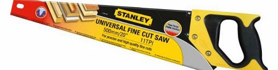 Stanley 1x Stanley 20 Inch UNIVERSAL High Quality Fine Cut Saw - HEAVY DUTY 11TPI 500MM