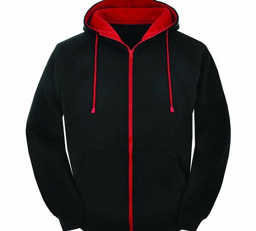 Star and Stripes LARGE Contast black and red zip varsity zip up hoodie