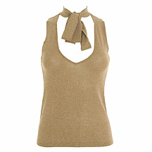 Bronze pussy bow lurex top