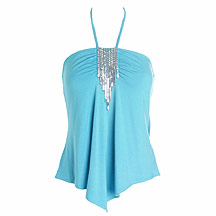 Star by Julien MacDonald Turquoise chain mail halter neck top