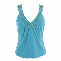 Turquoise gem stone jersey top