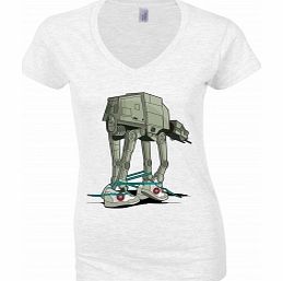 Star Wars Tripping Walker White Womens T-Shirt