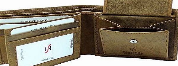 STARHIDE  Mens Designer High Quality Brown Distressed Hunter Vintage Leather Trifled Wallet Gift Boxed 1065