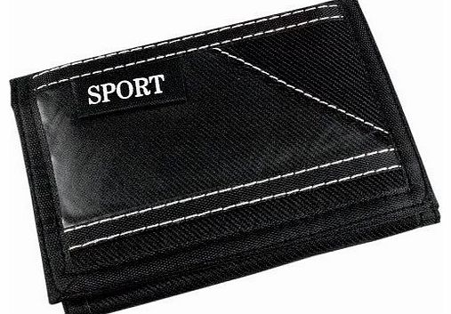 Unisex Tri Fold Black Canvas Velcro Sport Wallets-WLT168606