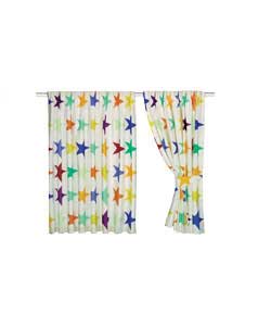 Stars Pair of 66 x 54in Unlined Curtains - Multicoloured