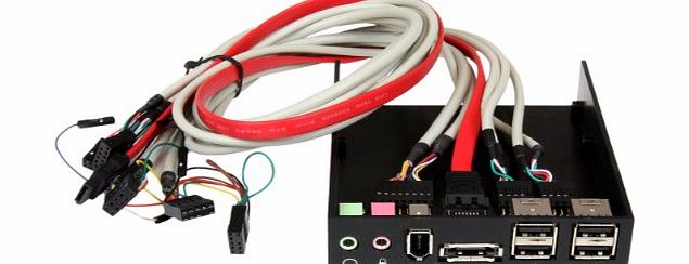 STARTECH.COM STARTECH 35BAYPANELHD 3.5 inch Black Multi Port Panel for Front Drive Bay with HD Audio eSATA / Fire