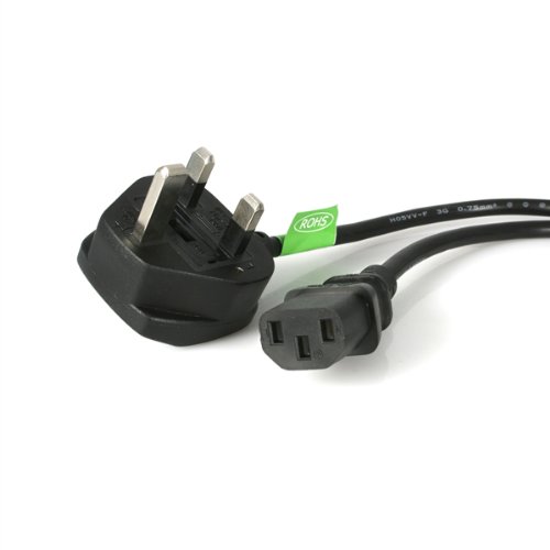 3m UK Computer Power Cord - 3 Pin Mains Lead - IEC 320 C13 to BS-1363 UK Plug Mains Power Cable Lead - 3 Meter UK Power Cord