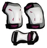 Stateside Skates Girls Junior Knee Pads, Elbow Pads and Wrist Guards - Triple Pad Set AC750G - White - Large (10-13yr