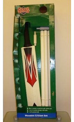 STATS 2 X Size 4 Wooden Cricket Set With Cricket Bat, Ball And Stumps with Bails (HL3)
