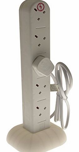 10 Way Surge Protected Vertical Tower Extension with 2 metre Lead
