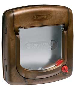 4 Way Locking Deluxe Cat Flap Woodgrain