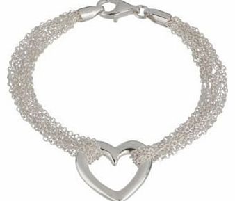 Silver Multi Strand Heart Belcher Bracelet (22DGI19)