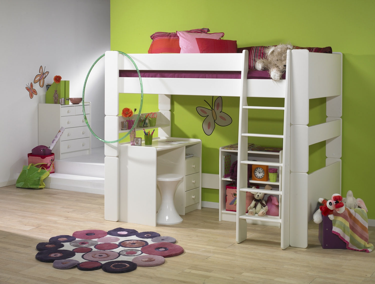 Steens for Kids White High Sleeper, Mattress,