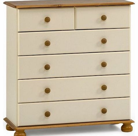 Steens Richmond 4 plus 2 Drawer Pine Chest of Drawers, Cream