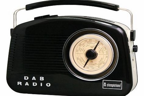 2 Band Dorset Retro Styled DAB Radio - Black/Beige