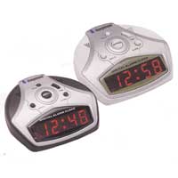 Digital Alarm Clock White and Silver