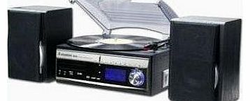Steepletone Memphis 3 Speed Turntable/CD/DAB Radio/MP3 Player/Recorder Silver