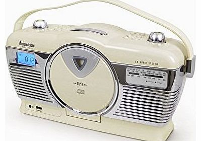 Stirling Retro Style Portable 3 Band FM MW LW Radio CD MP3 Player - Cream
