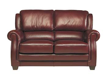 Steinhoff Furniture Dorset Leather 2 Seater Sofa in Corsair Burgundy - Fast Delivery