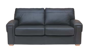 Baltimore Leather 3 Seater Sofa in Napetta Black