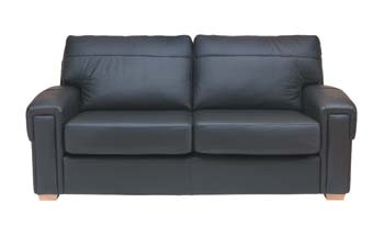 Baltimore Leather 3 Seater Sofa in Napetta Black
