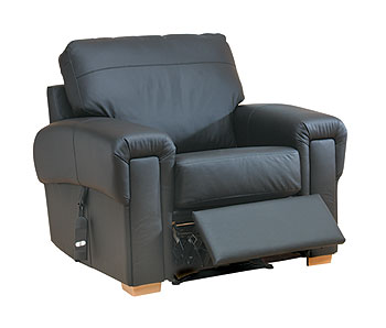 Baltimore Leather Recliner in Napetta Black - Fast Delivery